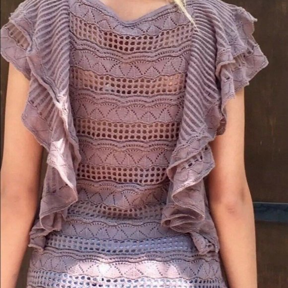 Anthropologie by Knitted & Knotted Brown/lavender Crochet.  SZ XS - Picture 2 of 2